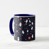 Doodle Astronaut Muster Tasse (Vorderseite Links)