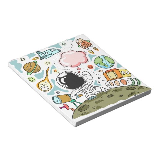 Doodle Astronaut Space Zeichnend Notizblock (angewinkelt)