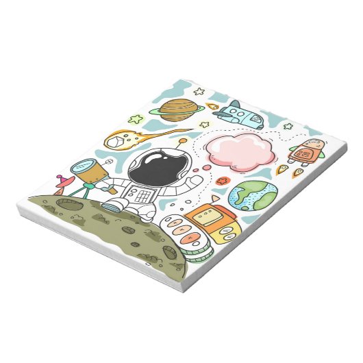Doodle Astronaut Space Zeichnend Notizblock (Rotiert)