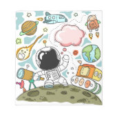 Doodle Astronaut Space Zeichnend Notizblock (Vorderseite)