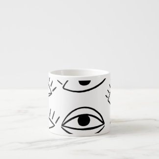 Doodle-Auge, kreatives, nahtloses Muster. Espressotasse