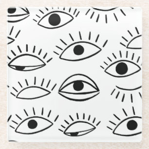 Doodle-Auge, kreatives, nahtloses Muster. Glasuntersetzer