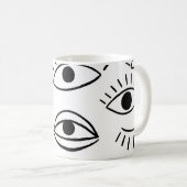 Doodle-Auge, kreatives, nahtloses Muster. Kaffeetasse (VorderseiteRechts)