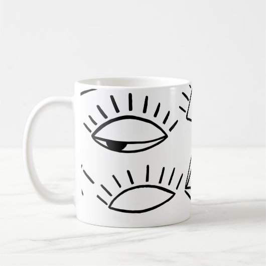 Doodle-Auge, kreatives, nahtloses Muster. Kaffeetasse (Links)
