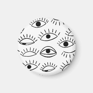 Doodle-Auge, kreatives, nahtloses Muster. Magnet