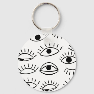 Doodle-Auge, kreatives, nahtloses Muster. Schlüsselanhänger