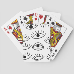 Doodle-Auge, kreatives, nahtloses Muster. Spielkarten