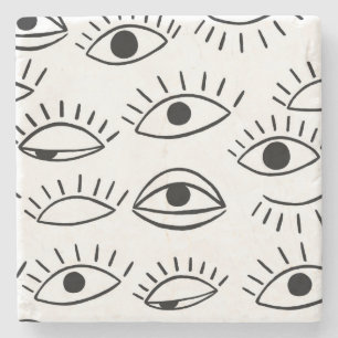 Doodle-Auge, kreatives, nahtloses Muster. Steinuntersetzer