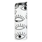 Doodle-Auge, kreatives, nahtloses Muster. Thermosbecher (Nach links gedreht)