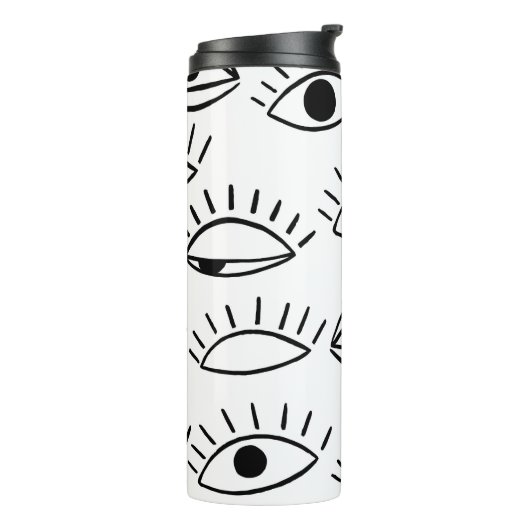 Doodle-Auge, kreatives, nahtloses Muster. Thermosbecher (Nach links gedreht)