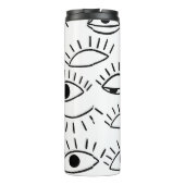 Doodle-Auge, kreatives, nahtloses Muster. Thermosbecher (Rückseite)