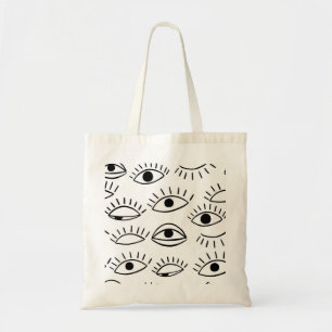 Doodle-Auge, kreatives, nahtloses Muster. Tragetasche