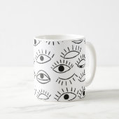 Doodle-Auge, nahtloses Muster. Kaffeetasse (VorderseiteRechts)