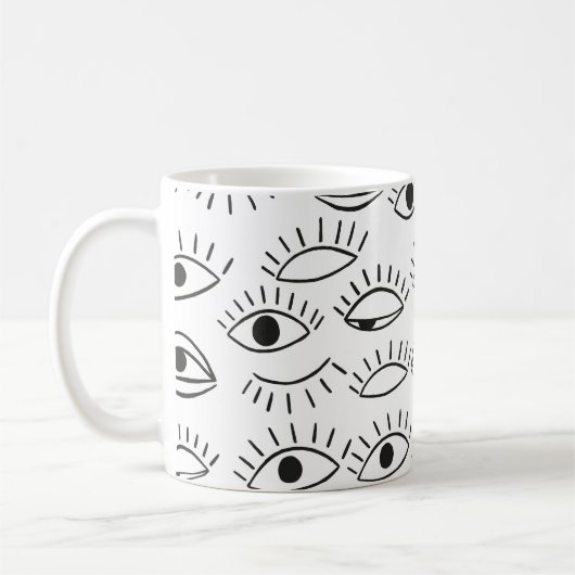 Doodle-Auge, nahtloses Muster. Kaffeetasse (Links)