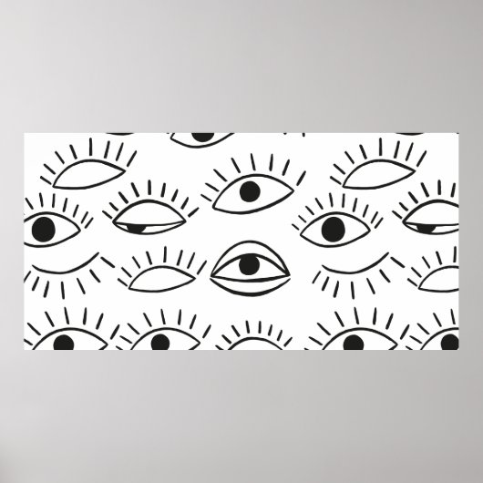 Doodle-Auge, nahtloses Muster. Poster (Vorne)