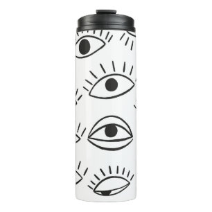 Doodle-Auge, nahtloses Muster. Thermosbecher