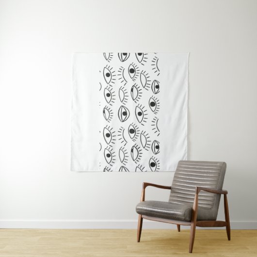 Doodle-Auge, nahtloses Muster. Wandteppich (Beispiel (Horizontal))