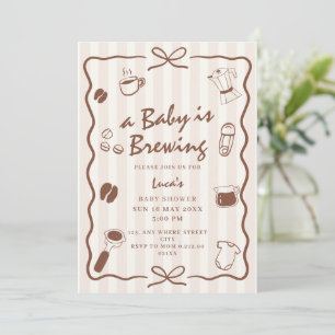 Doodle Baby Is Brewing Retro Kaffee Baby Shower  Einladung