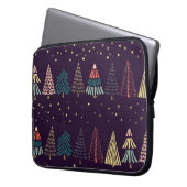 Doodle Bäume, Sterne, dunkelblau. Laptopschutzhülle (Vorderseite Links)