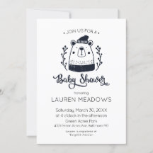 Doodle Bear Winter Baby Dusche Einladung