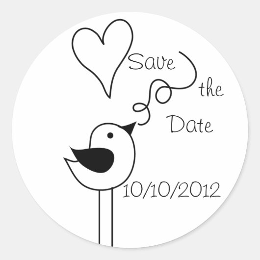 Doodle Bird-Save the Date Stickers (Vorderseite)