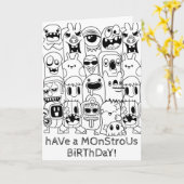 Doodle Birthday Card - Monstrosier Geburtstag Karte (Gelbe Blume)