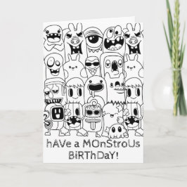 Doodle Birthday Card - Monstrosier Geburtstag Karte