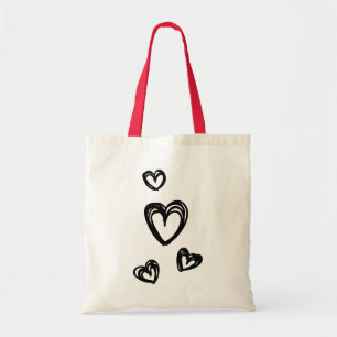 Doodle Black Love Hearts - Hochzeit, Brautparty Tragetasche