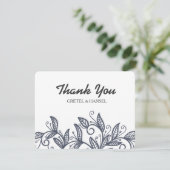 doodle Blätter Dankeskarte (Stehend Vorderseite)