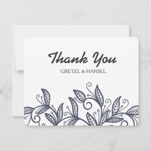 doodle Blätter Dankeskarte (Vorderseite)