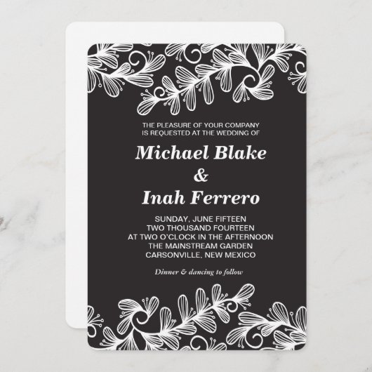 doodle Blätter Einladung (Vorne/Hinten)