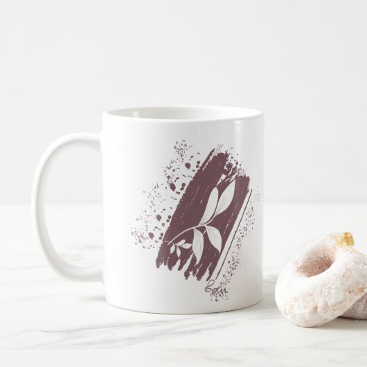Doodle-Blätter Kaffeetasse (Mit Donut)