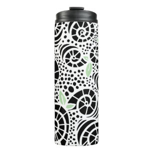 Doodle-Blätter und abstrakte Schneckenschnecken Thermosbecher