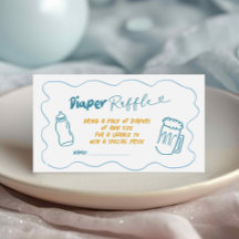 Doodle Blue Boy Baby wird Windeln Raffle Card