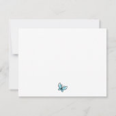 DOODLE BLUE BUTTERFLY WHIMSICAL MONOGRAM MITTEILUNGSKARTE (Rückseite)