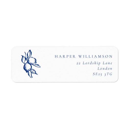 Doodle Blue Lemons Wedding Return Address (Vorne)