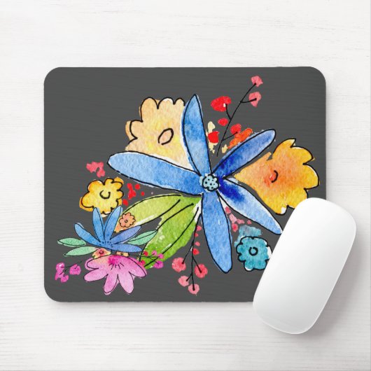 Doodle-Blume auf der grauen Maus Mousepad (Mit Mouse)