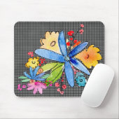 Doodle-Blume auf Gingham Mouse Pad Mousepad (Mit Mouse)