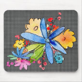 Doodle-Blume auf Gingham Mouse Pad Mousepad (Vorne)