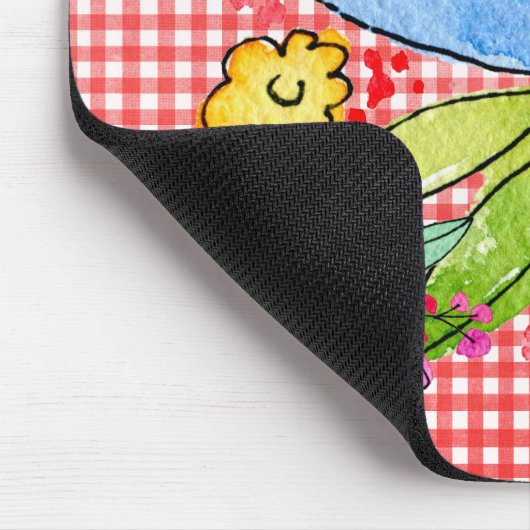 Doodle-Blume auf Gingham Mousepad (Ecke)