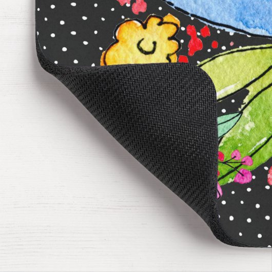 Doodle-Blume auf Polka Dot Mouse Pad Mousepad (Ecke)