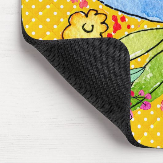 Doodle-Blume auf Polka Dot Mouse Pad Mousepad (Ecke)