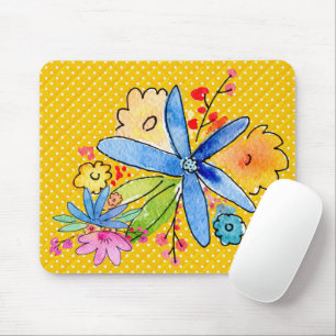 Doodle-Blume auf Polka Dot Mouse Pad Mousepad