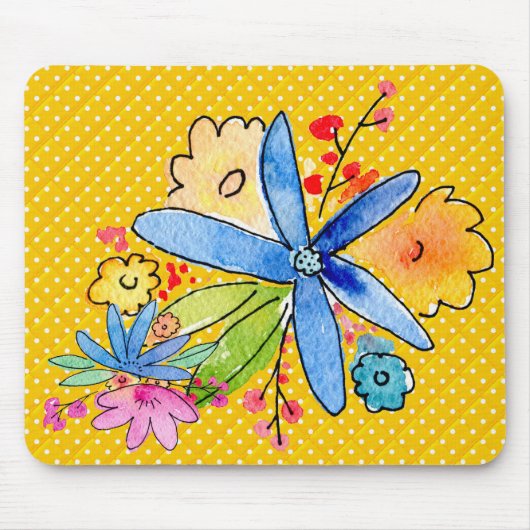 Doodle-Blume auf Polka Dot Mouse Pad Mousepad (Vorne)