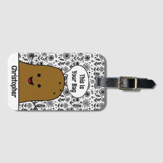 Doodle-Blume, braune Kartoffeln, Ihr Beutel, kunde Gepäckanhänger (Vorderseite (Horizontal))