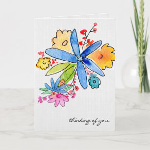 Doodle-Blume denken an dich Karte