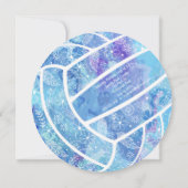 Doodle-Blume federn Blauvolleyball Einladung (Rückseite)