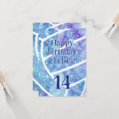 Doodle-Blume federn den blauen Volleyball-Geburtst Karte (Vorderseite/Rückseite Beispiel)