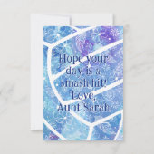 Doodle-Blume federn den blauen Volleyball-Geburtst Karte (Rückseite)