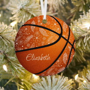 Doodle Blume Federn Paisball boho Basketball Ornament Aus Metall